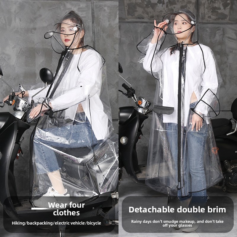 Transparent EVA Rain Poncho Ho - Cycling Commute Rain บทวิจารณ์และราคา