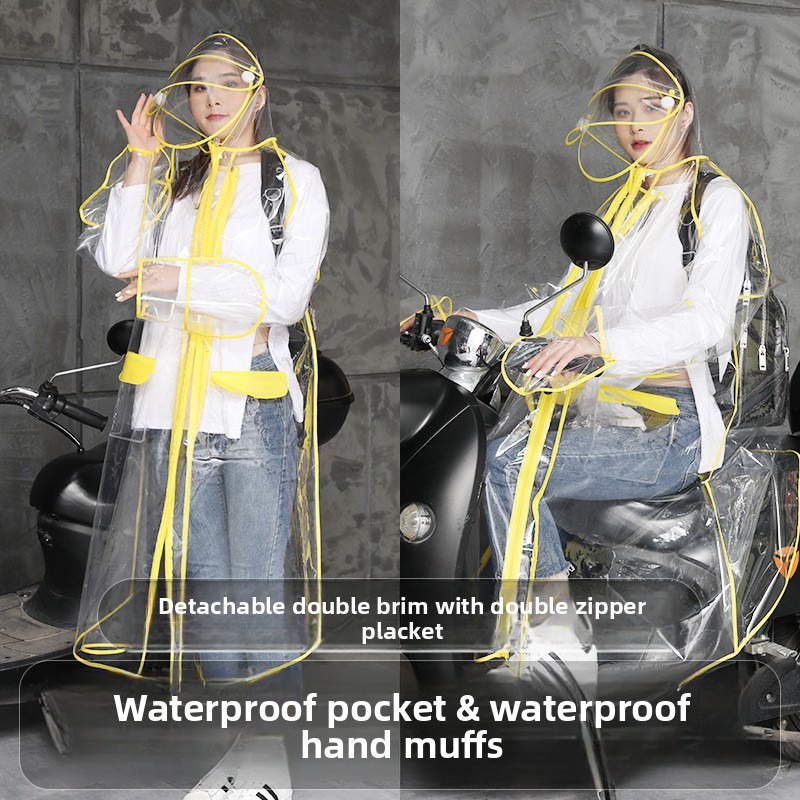 Transparent EVA Rain Poncho Ho - Cycling Commute Rain บทวิจารณ์และราคา