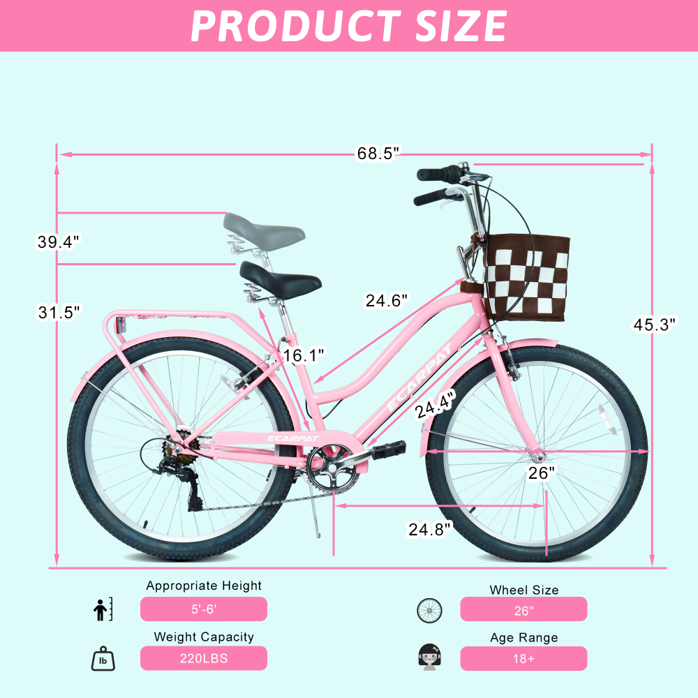 26 Inch 7-Speed City Commuter  - Commuter Bike Lock บทวิจารณ์และราคา