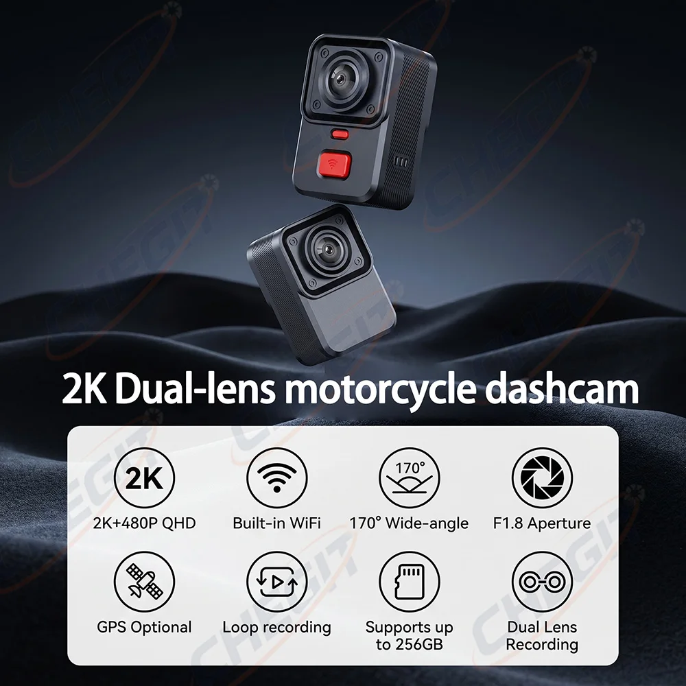 2 Camera Motorcycle DVR 2K HD  - Cycling Loop บทวิจารณ์และราคา