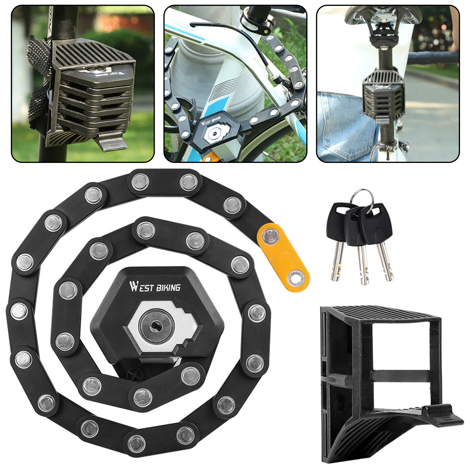 Portable Folding Chain Lock Fo - Commuter Bike Lock บทวิจารณ์และราคา